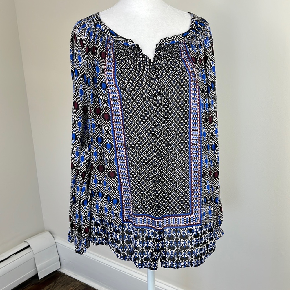 NWOT Lucky Brand women's Boho Button Down Long Sleeved Blouse  sz XXL